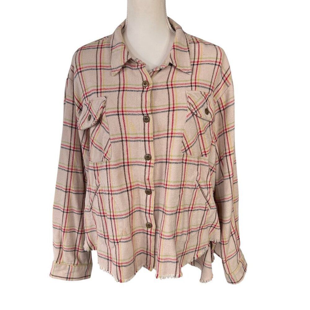 The Great. Women's Voyager Plaid Lightweight Shirt Jacket in Canoe Plaid Size 3